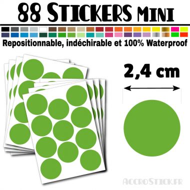 88 Ronds 2,4 cm - Stickers mini gommettes