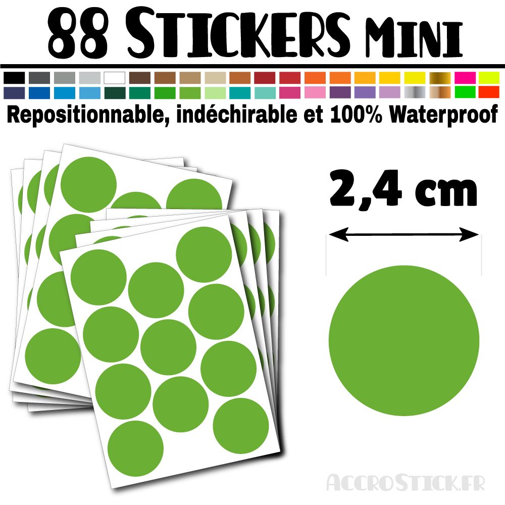 88 Ronds 2,4 cm - Stickers mini gommettes 88 Ronds 2,4 cm - Stickers mini gommettes