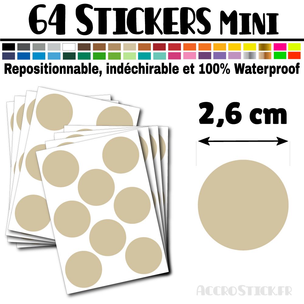 64 Ronds 2,6 cm - Stickers mini gommettes 64 Ronds 2,6 cm - Stickers mini gommettes