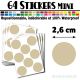 64 Ronds 2,6 cm - Stickers mini gommettes