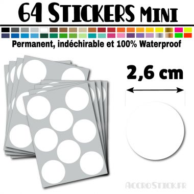 64 Ronds 2,6 cm - Stickers mini gommettes