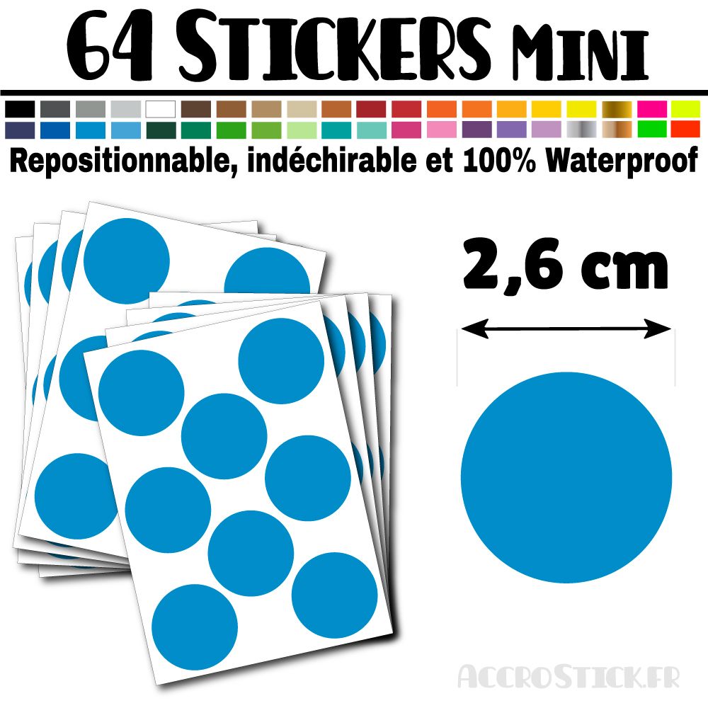 64 Ronds 2,6 cm - Stickers mini gommettes 64 Ronds 2,6 cm - Stickers mini gommettes