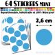 64 Ronds 2,6 cm - Stickers mini gommettes