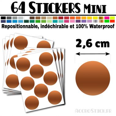 64 Ronds 2,6 cm - Stickers mini gommettes
