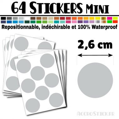 64 Ronds 2,6 cm - Stickers mini gommettes