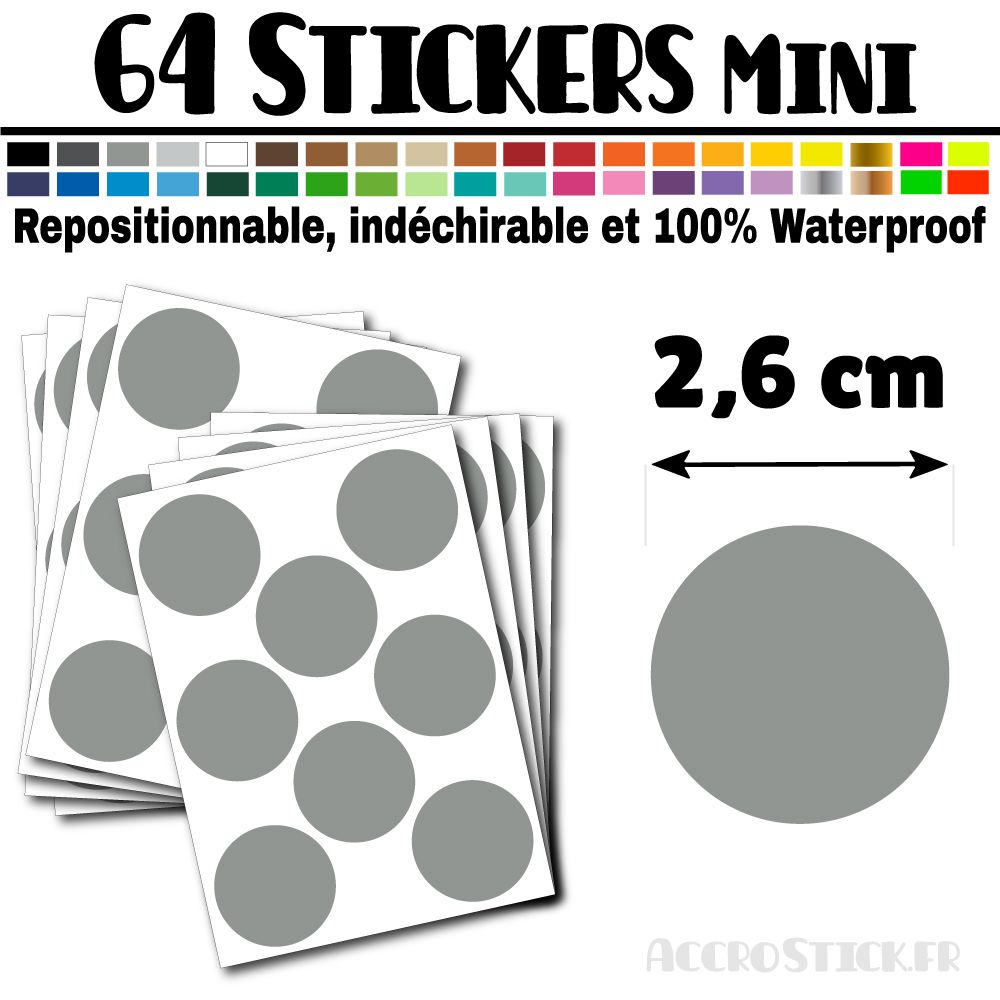 64 Ronds 2,6 cm - Stickers mini gommettes 64 Ronds 2,6 cm - Stickers mini gommettes