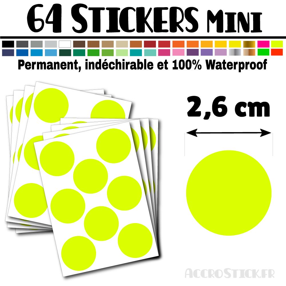 64 Ronds 2,6 cm - Stickers mini gommettes 64 Ronds 2,6 cm - Stickers mini gommettes