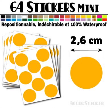 64 Ronds 2,6 cm - Stickers mini gommettes