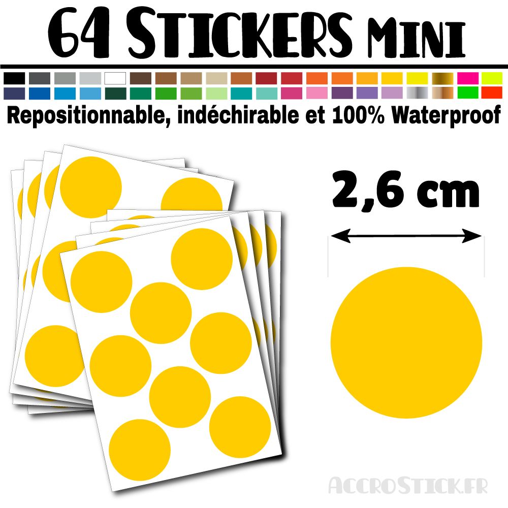 64 Ronds 2,6 cm - Stickers mini gommettes 64 Ronds 2,6 cm - Stickers mini gommettes