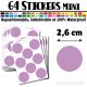 64 Ronds 2,6 cm - Stickers mini gommettes