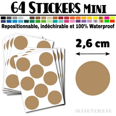 64 Ronds 2,6 cm - Stickers mini gommettes