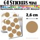 64 Ronds 2,6 cm - Stickers mini gommettes