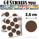 64 Ronds 2,6 cm - Stickers mini gommettes