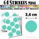 64 Ronds 2,6 cm - Stickers mini gommettes