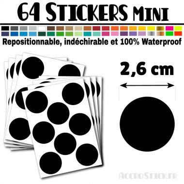 64 Ronds 2,6 cm - Stickers mini gommettes