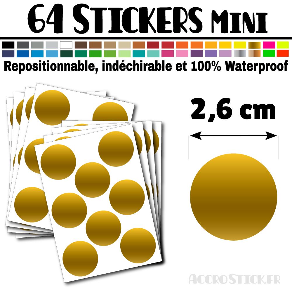 64 Ronds 2,6 cm - Stickers mini gommettes 64 Ronds 2,6 cm - Stickers mini gommettes