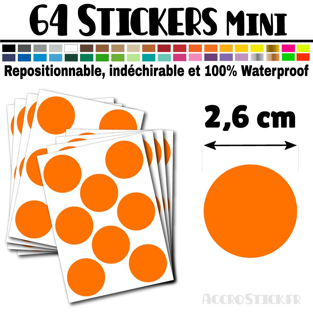 64 Ronds 2,6 cm - Stickers mini gommettes 64 Ronds 2,6 cm - Stickers mini gommettes