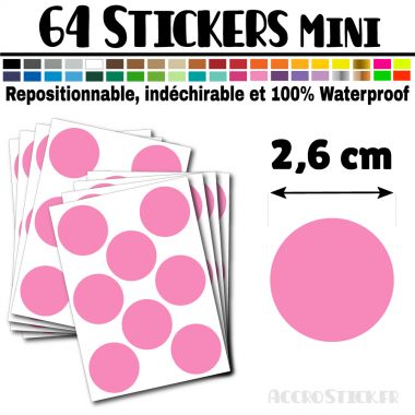 64 Ronds 2,6 cm - Stickers mini gommettes