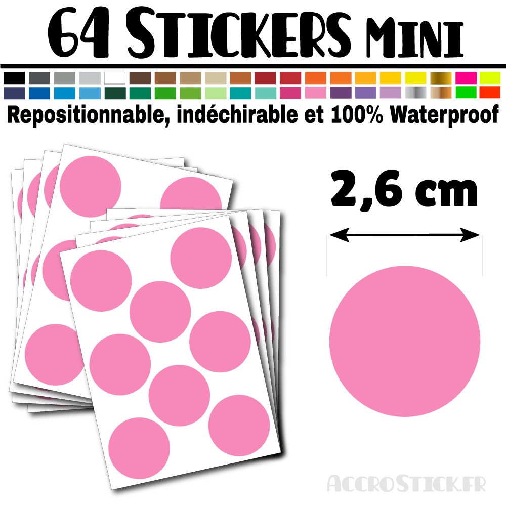 64 Ronds 2,6 cm - Stickers mini gommettes 64 Ronds 2,6 cm - Stickers mini gommettes