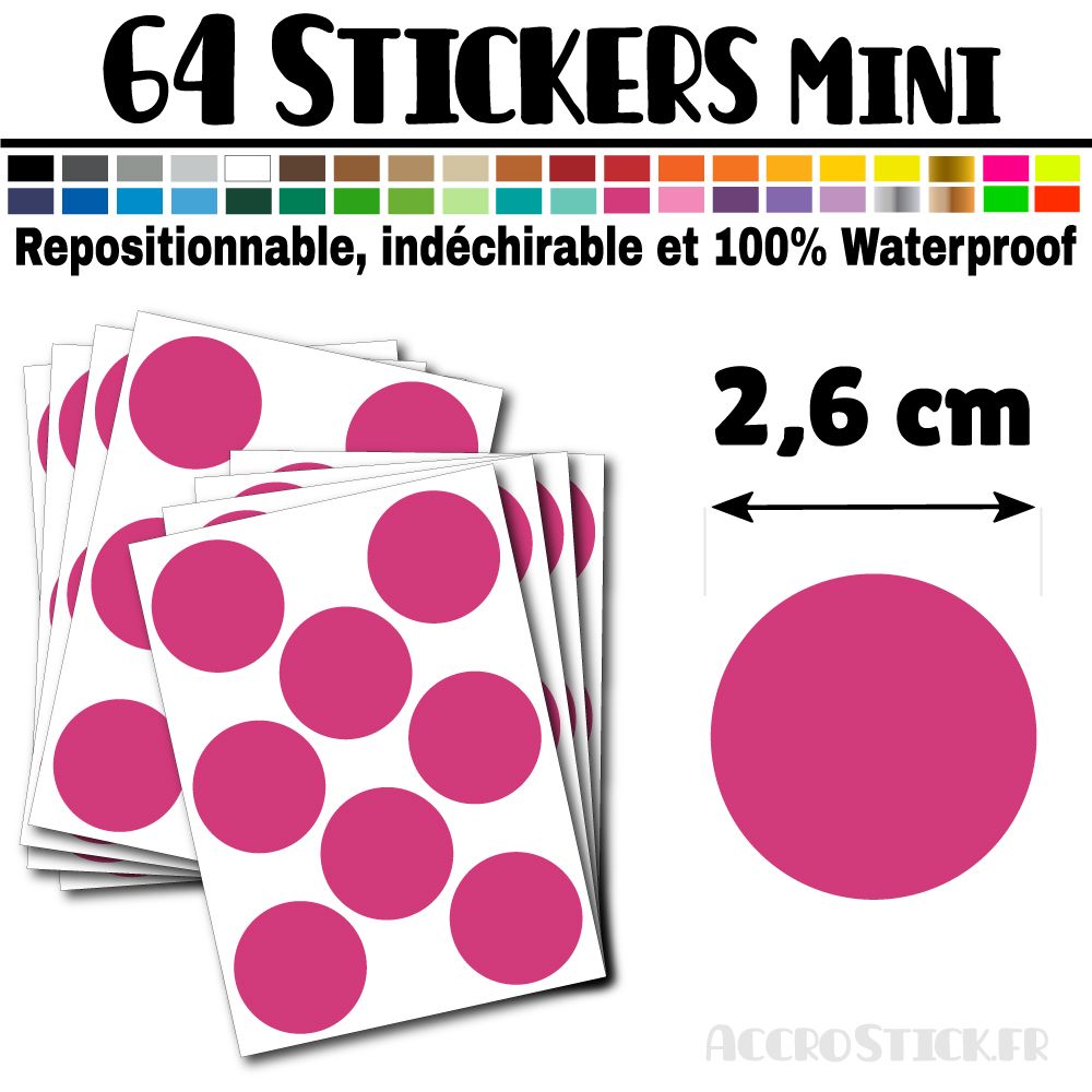 64 Ronds 2,6 cm - Stickers mini gommettes 64 Ronds 2,6 cm - Stickers mini gommettes
