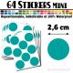 64 Ronds 2,6 cm - Stickers mini gommettes