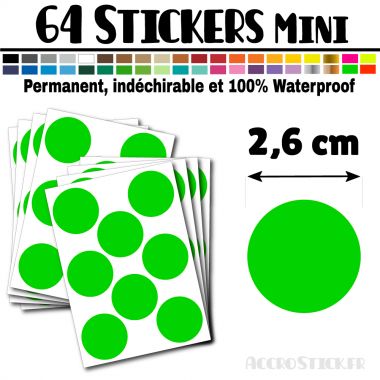 64 Ronds 2,6 cm - Stickers mini gommettes
