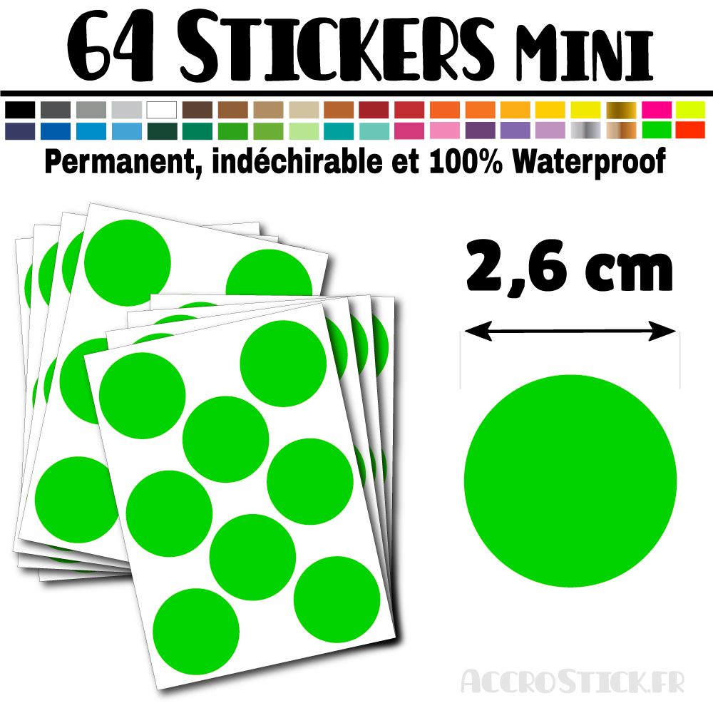 64 Ronds 2,6 cm - Stickers mini gommettes 64 Ronds 2,6 cm - Stickers mini gommettes
