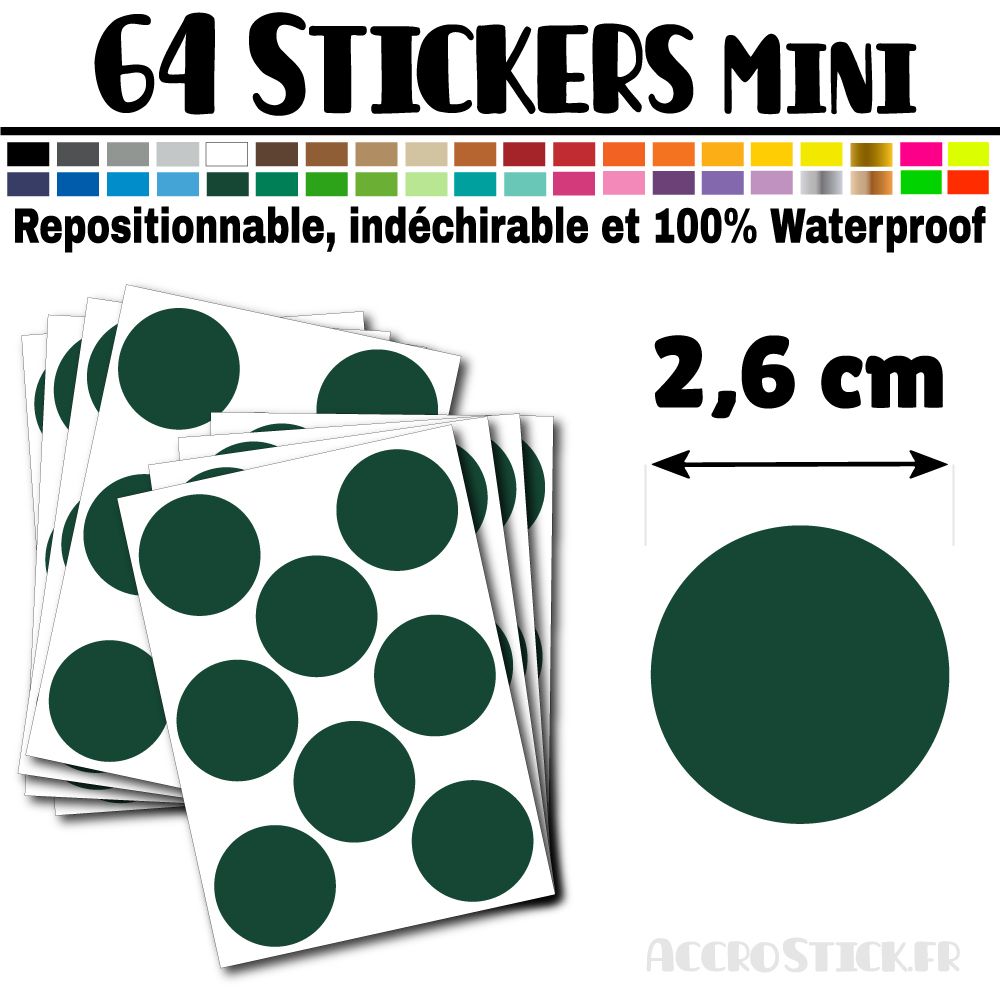 64 Ronds 2,6 cm - Stickers mini gommettes 64 Ronds 2,6 cm - Stickers mini gommettes