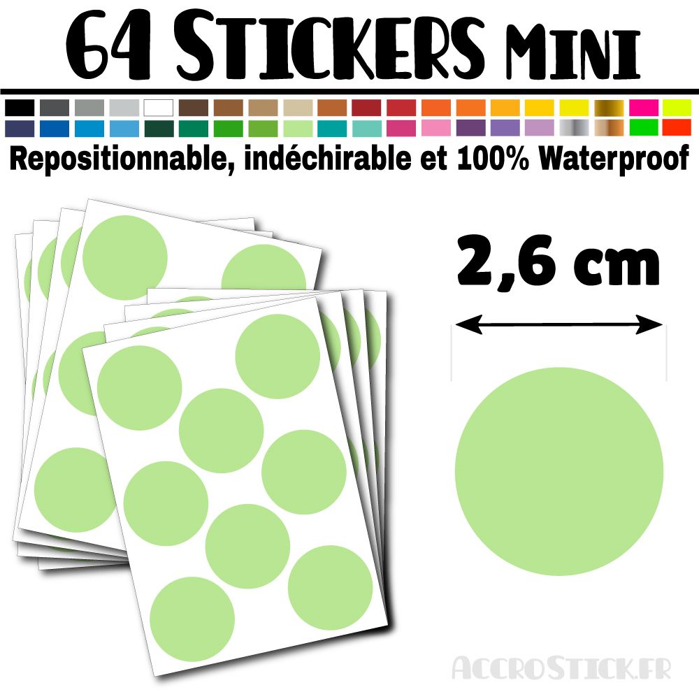 64 Ronds 2,6 cm - Stickers mini gommettes 64 Ronds 2,6 cm - Stickers mini gommettes