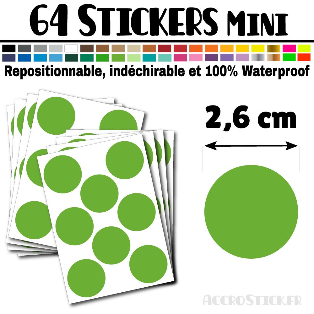 64 Ronds 2,6 cm - Stickers mini gommettes 64 Ronds 2,6 cm - Stickers mini gommettes