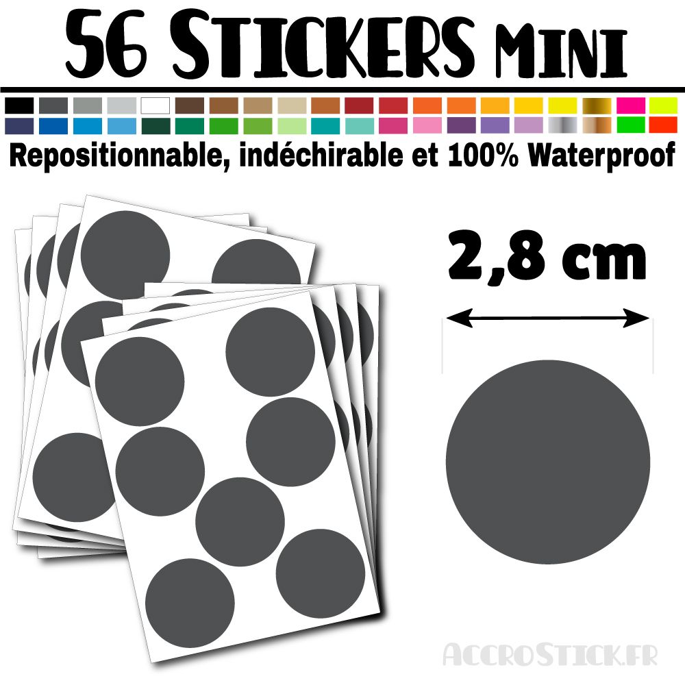 56 Ronds 2,8 cm - Stickers mini gommettes 56 Ronds 2,8 cm - Stickers mini gommettes