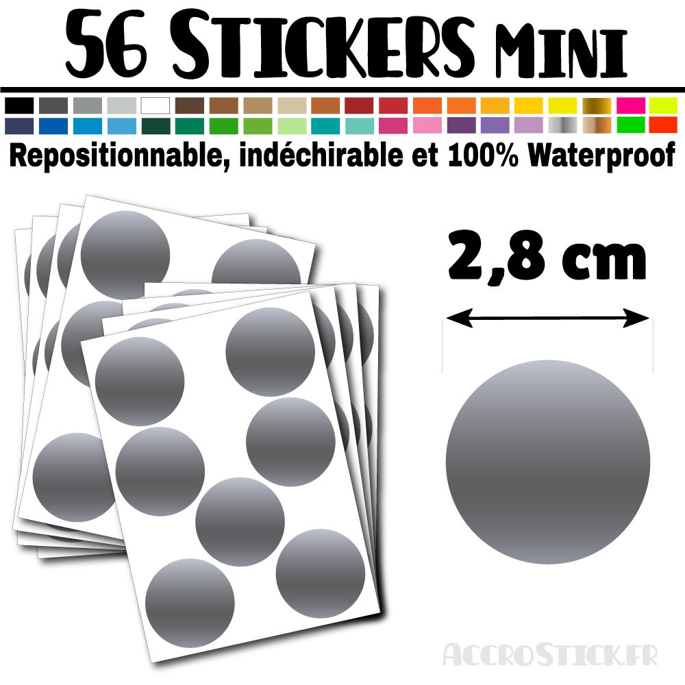56 Ronds 2,8 cm - Stickers mini gommettes 56 Ronds 2,8 cm - Stickers mini gommettes