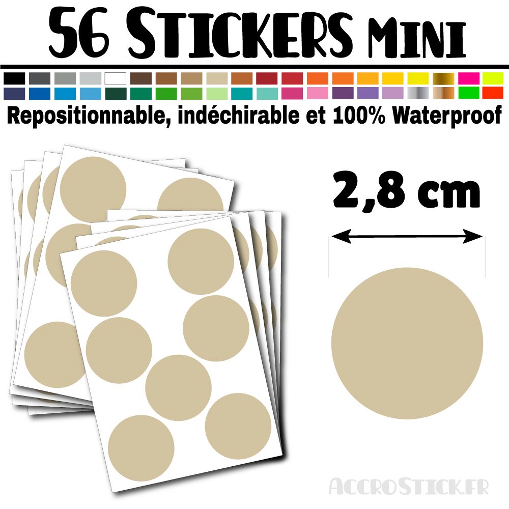 56 Ronds 2,8 cm - Stickers mini gommettes 56 Ronds 2,8 cm - Stickers mini gommettes