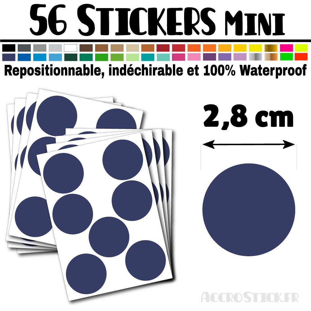 56 Ronds 2,8 cm - Stickers mini gommettes 56 Ronds 2,8 cm - Stickers mini gommettes