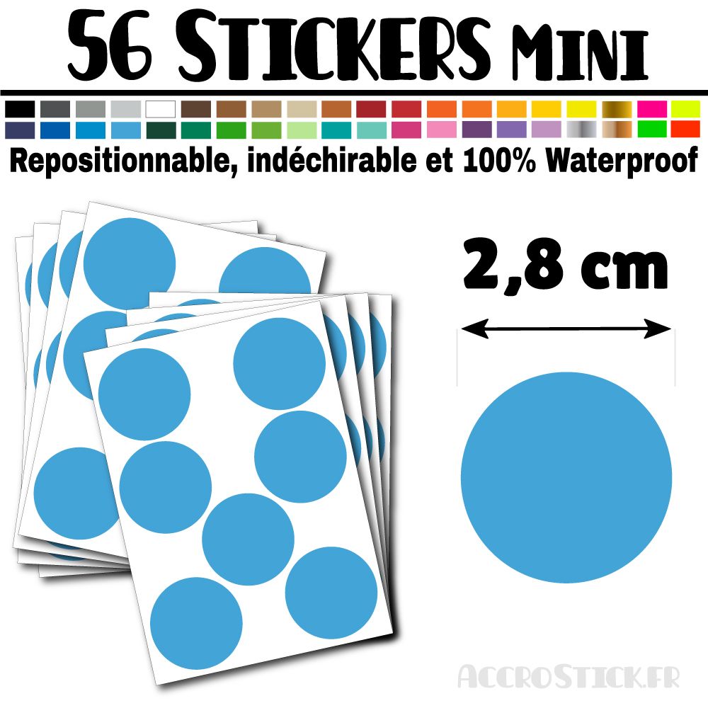 56 Ronds 2,8 cm - Stickers mini gommettes 56 Ronds 2,8 cm - Stickers mini gommettes