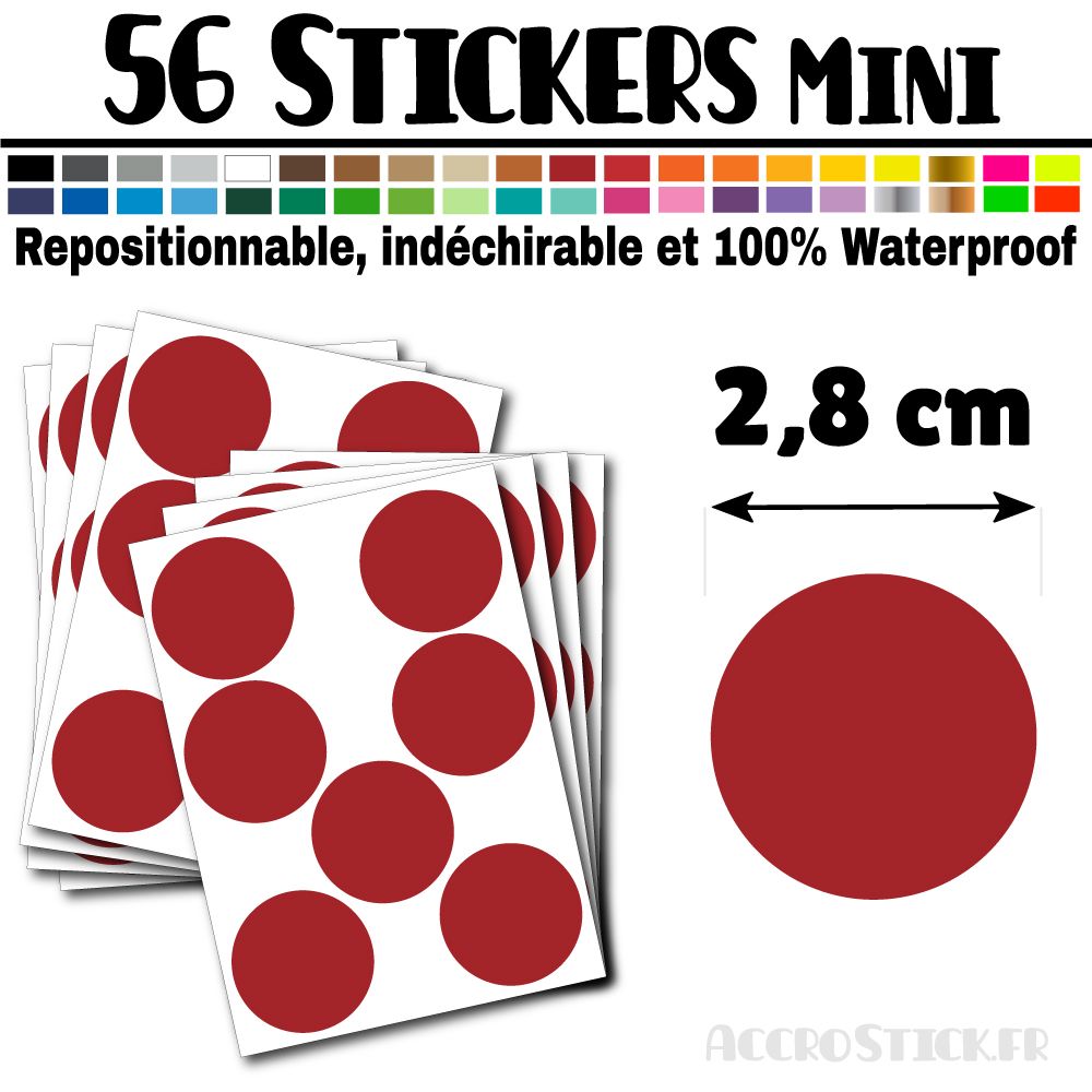 56 Ronds 2,8 cm - Stickers mini gommettes 56 Ronds 2,8 cm - Stickers mini gommettes