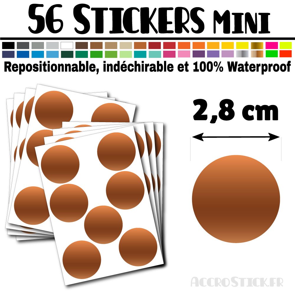 56 Ronds 2,8 cm - Stickers mini gommettes 56 Ronds 2,8 cm - Stickers mini gommettes