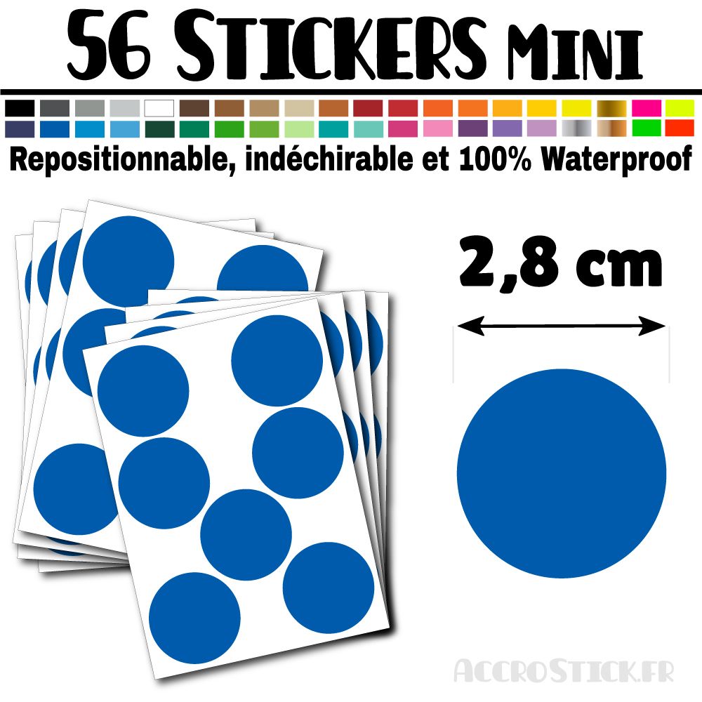56 Ronds 2,8 cm - Stickers mini gommettes 56 Ronds 2,8 cm - Stickers mini gommettes