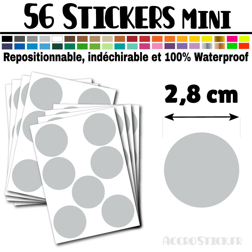 56 Ronds 2,8 cm - Stickers mini gommettes 56 Ronds 2,8 cm - Stickers mini gommettes