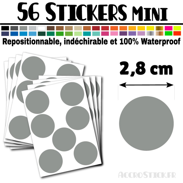 56 Ronds 2,8 cm - Stickers mini gommettes