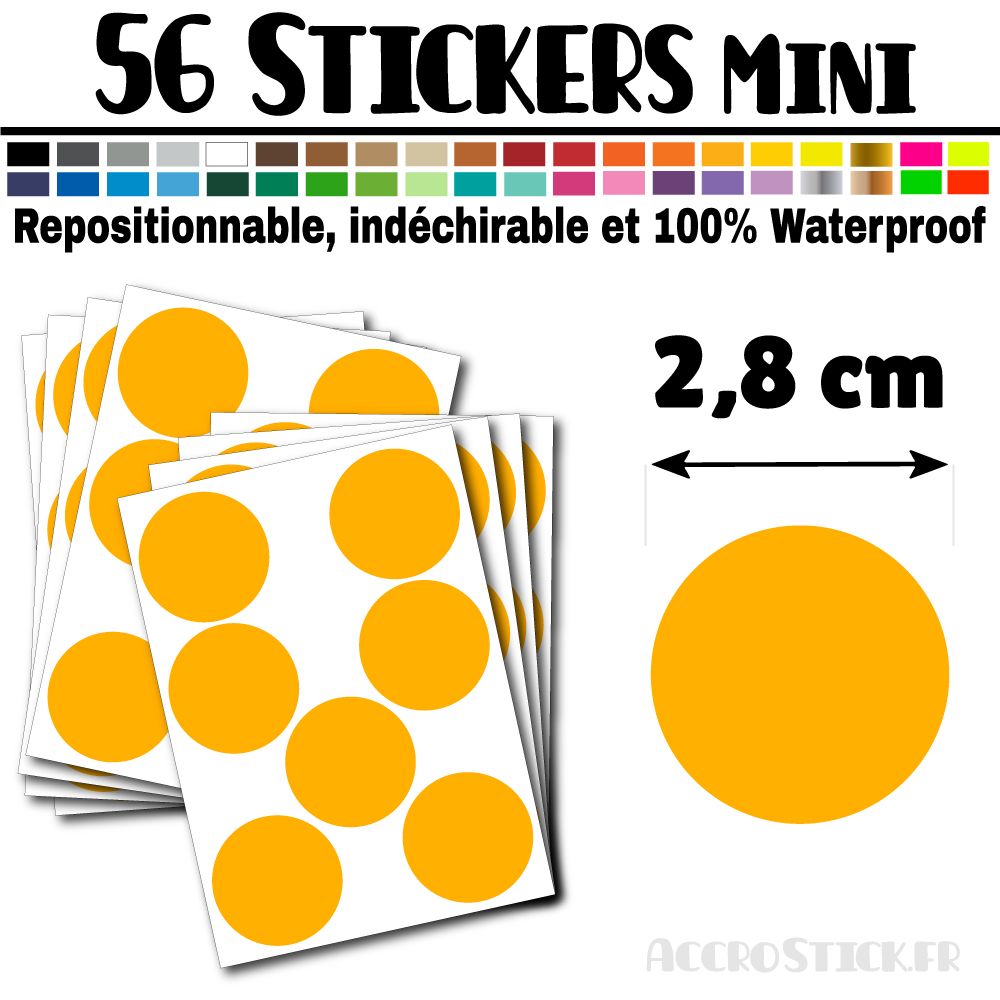 56 Ronds 2,8 cm - Stickers mini gommettes 56 Ronds 2,8 cm - Stickers mini gommettes