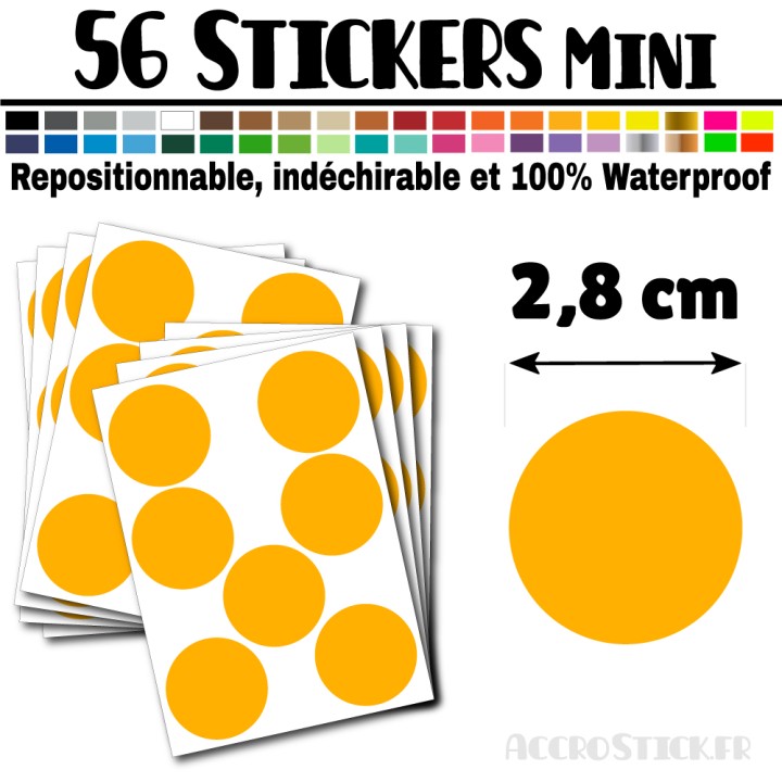 56 Ronds 2,8 cm - Stickers mini gommettes