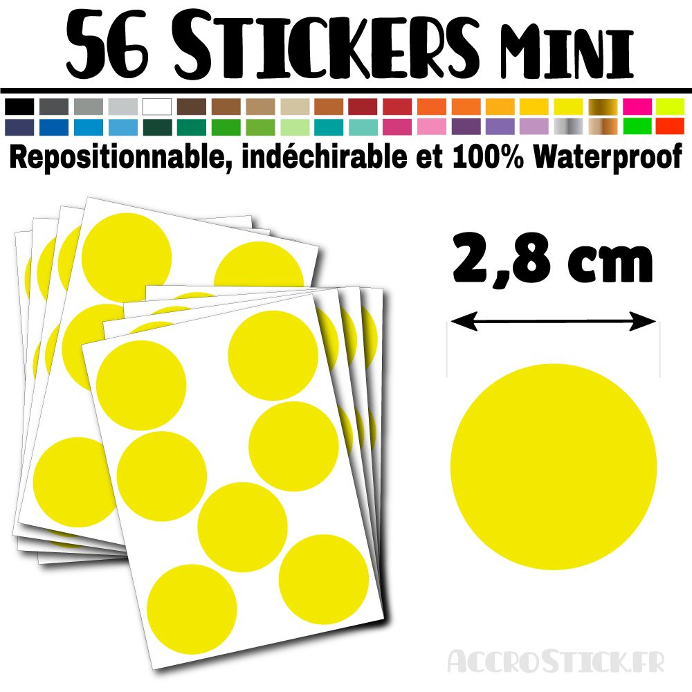 56 Ronds 2,8 cm - Stickers mini gommettes 56 Ronds 2,8 cm - Stickers mini gommettes