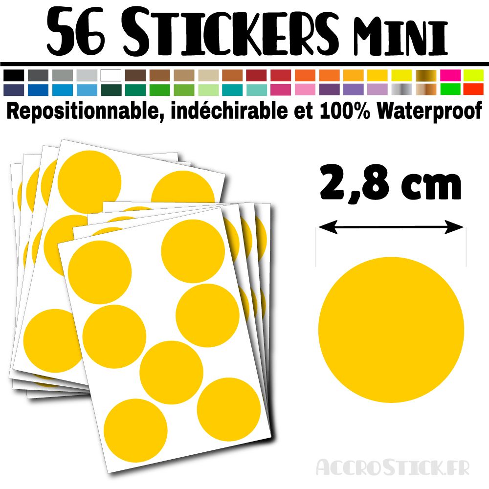 56 Ronds 2,8 cm - Stickers mini gommettes 56 Ronds 2,8 cm - Stickers mini gommettes