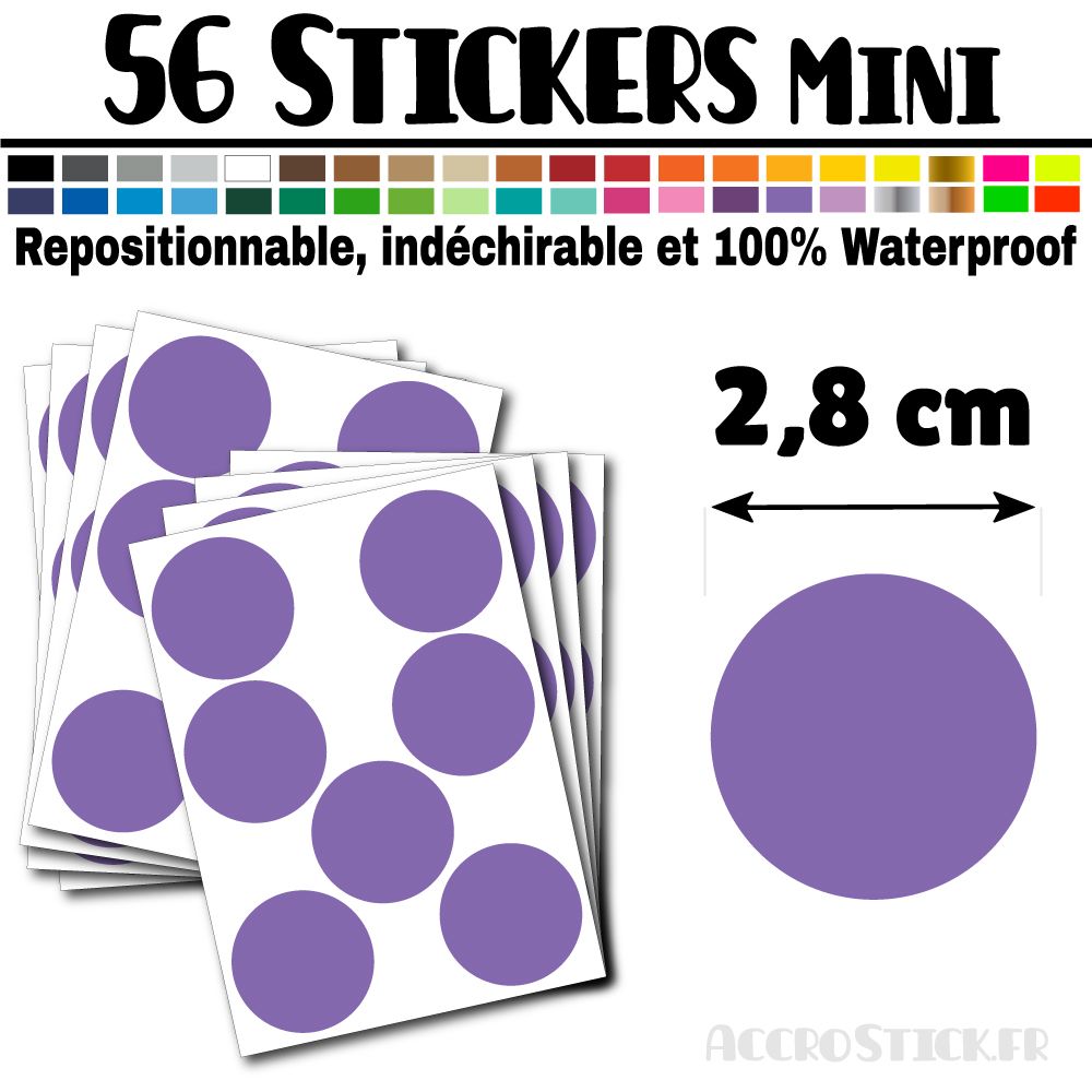 56 Ronds 2,8 cm - Stickers mini gommettes 56 Ronds 2,8 cm - Stickers mini gommettes