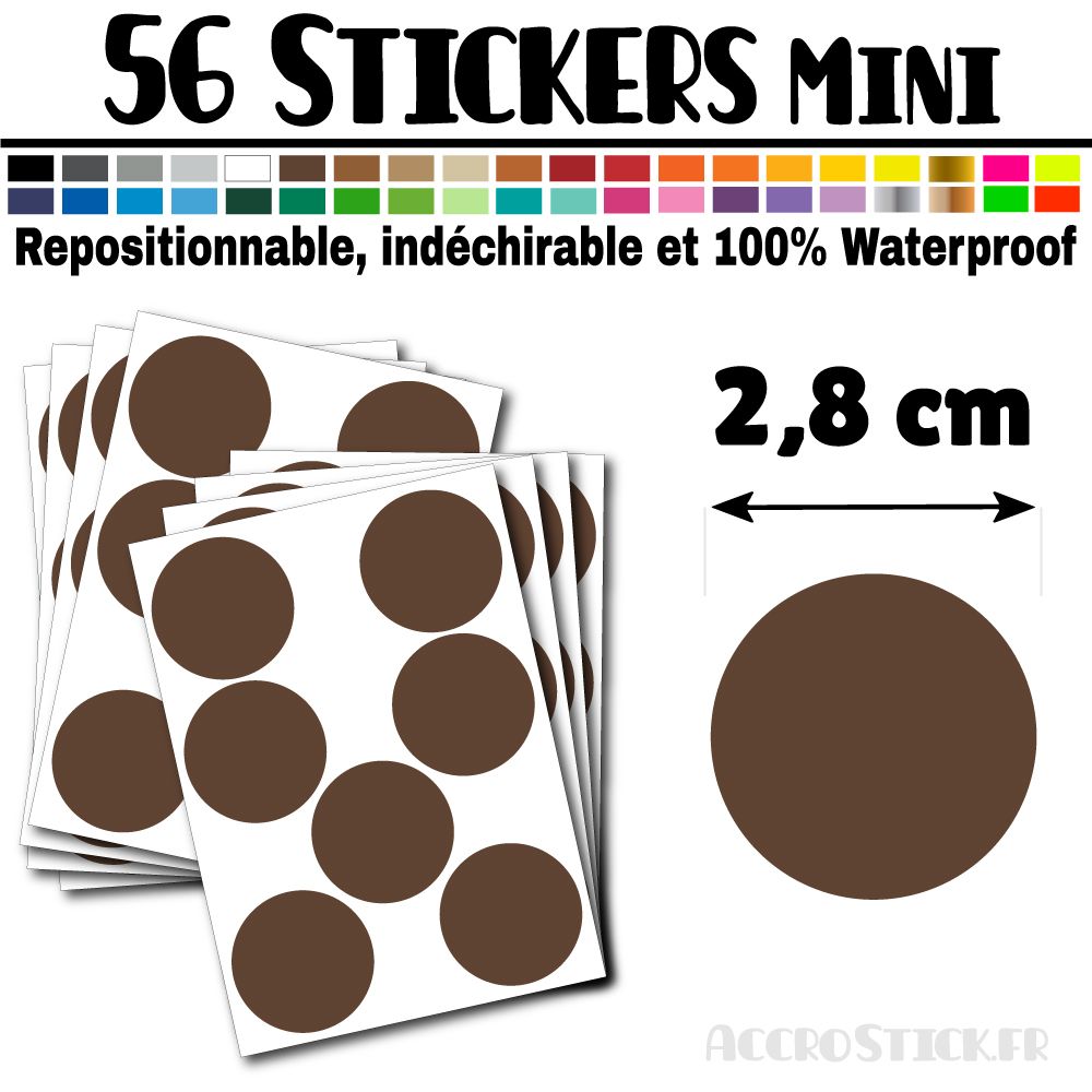 56 Ronds 2,8 cm - Stickers mini gommettes 56 Ronds 2,8 cm - Stickers mini gommettes