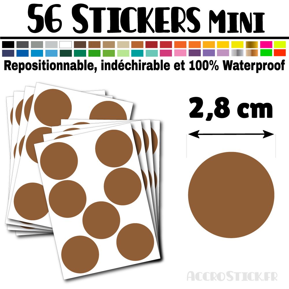 56 Ronds 2,8 cm - Stickers mini gommettes 56 Ronds 2,8 cm - Stickers mini gommettes