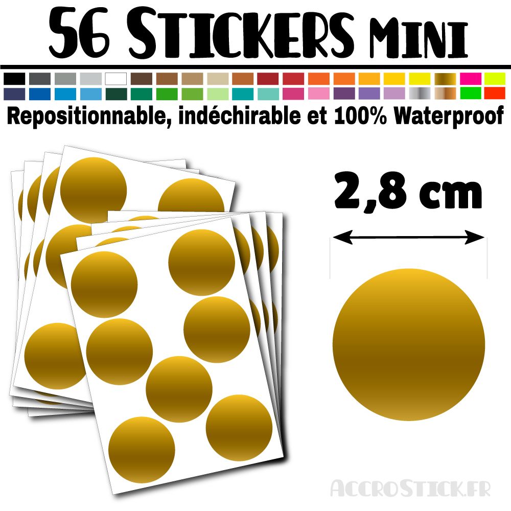56 Ronds 2,8 cm - Stickers mini gommettes 56 Ronds 2,8 cm - Stickers mini gommettes