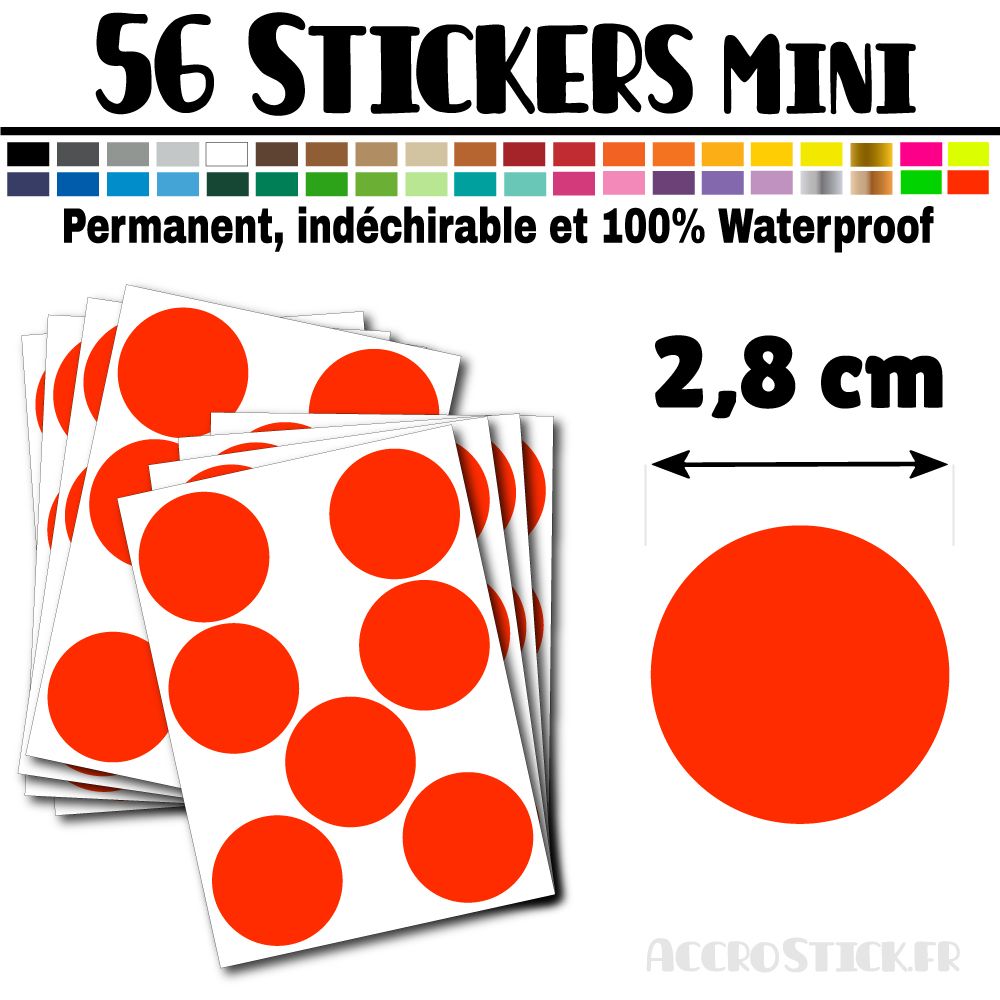56 Ronds 2,8 cm - Stickers mini gommettes 56 Ronds 2,8 cm - Stickers mini gommettes