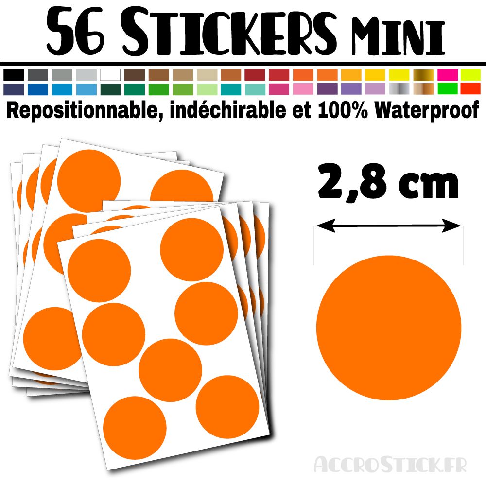 56 Ronds 2,8 cm - Stickers mini gommettes 56 Ronds 2,8 cm - Stickers mini gommettes